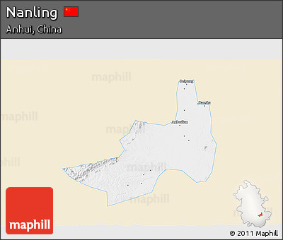 Classic Style 3D Map of Nanling, single color outside