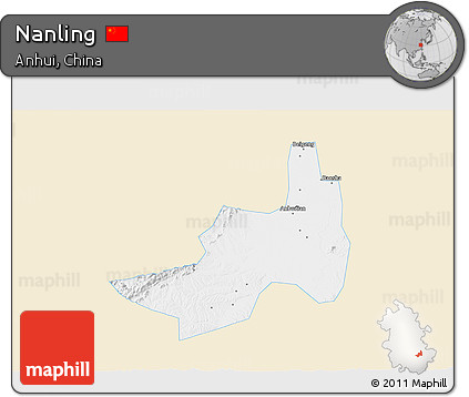 Classic Style 3D Map of Nanling, single color outside