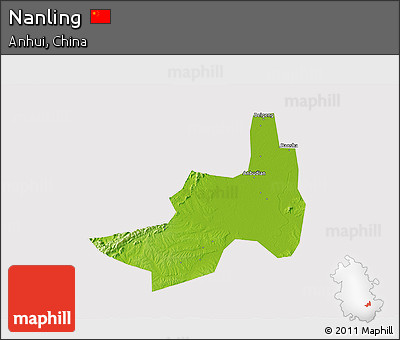 Physical 3D Map of Nanling, cropped outside