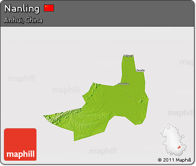Physical 3D Map of Nanling, cropped outside