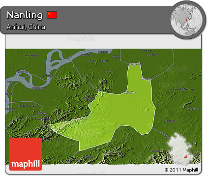 Physical 3D Map of Nanling, darken