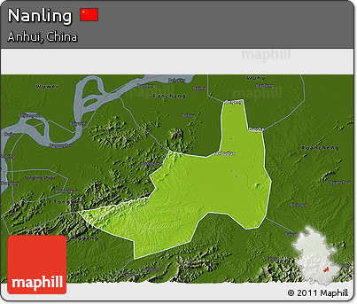 Physical 3D Map of Nanling, darken