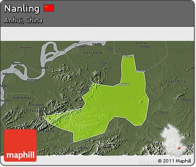 Physical 3D Map of Nanling, darken, semi-desaturated