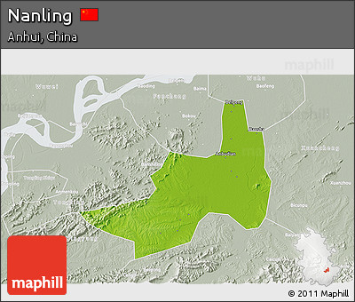 Physical 3D Map of Nanling, lighten, semi-desaturated