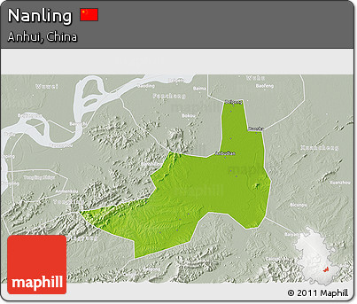 Physical 3D Map of Nanling, lighten, semi-desaturated
