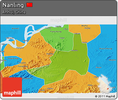 Physical 3D Map of Nanling, political outside