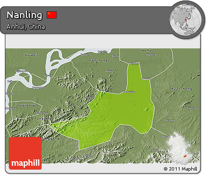 Physical 3D Map of Nanling, semi-desaturated