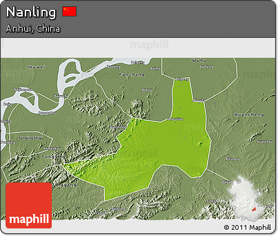 Physical 3D Map of Nanling, semi-desaturated