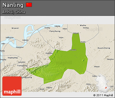 Physical 3D Map of Nanling, shaded relief outside