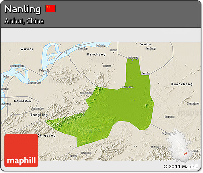 Physical 3D Map of Nanling, shaded relief outside