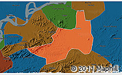 Political 3D Map of Nanling, darken