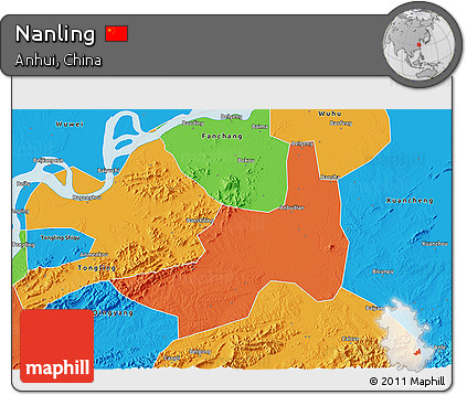 Political 3D Map of Nanling