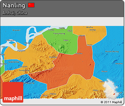 Political 3D Map of Nanling