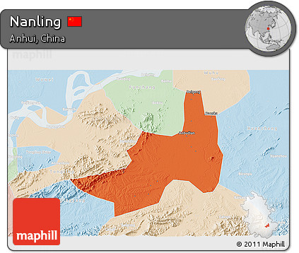 Political 3D Map of Nanling, lighten