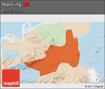 Political 3D Map of Nanling, lighten