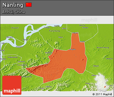 Political 3D Map of Nanling, physical outside