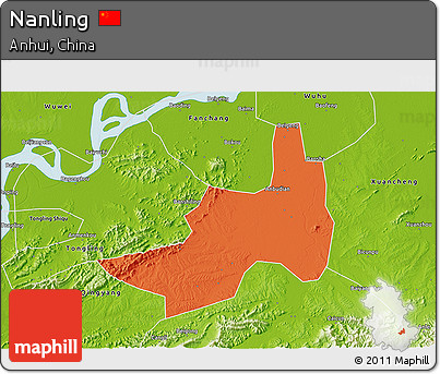 Political 3D Map of Nanling, physical outside