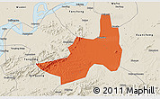 Political 3D Map of Nanling, shaded relief outside