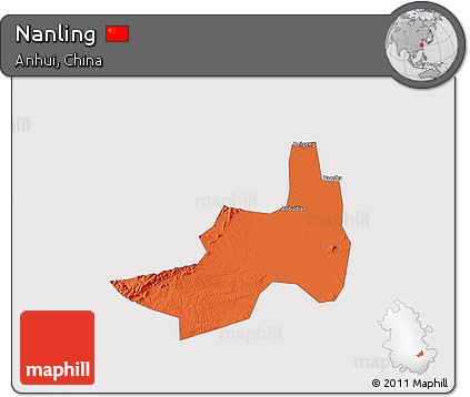 Political 3D Map of Nanling, single color outside