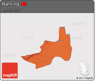 Political 3D Map of Nanling, single color outside