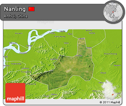 Satellite 3D Map of Nanling, physical outside