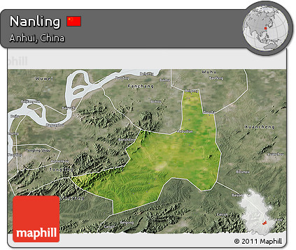 Satellite 3D Map of Nanling, semi-desaturated