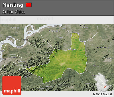 Satellite 3D Map of Nanling, semi-desaturated
