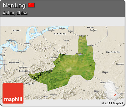 Satellite 3D Map of Nanling, shaded relief outside