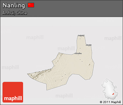 Shaded Relief 3D Map of Nanling, cropped outside