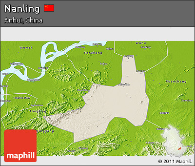 Shaded Relief 3D Map of Nanling, physical outside
