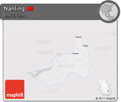 Silver Style 3D Map of Nanling, single color outside