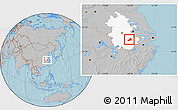 Gray Location Map of Nanling, highlighted parent region, hill shading