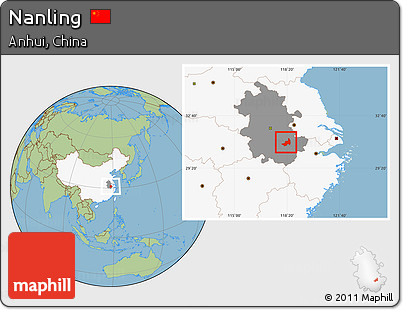 Savanna Style Location Map of Nanling, highlighted country, highlighted parent region