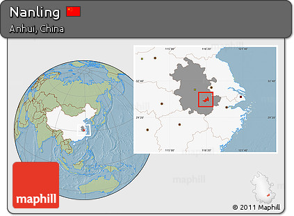 Savanna Style Location Map of Nanling, highlighted country, highlighted parent region, hill shading