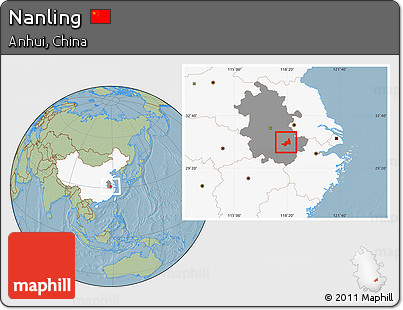 Savanna Style Location Map of Nanling, highlighted country, highlighted parent region, hill shading