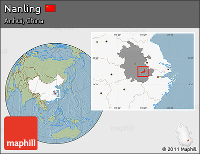 Savanna Style Location Map of Nanling, highlighted country, highlighted parent region, hill shading