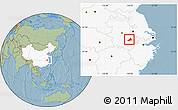 Savanna Style Location Map of Nanling, highlighted country, hill shading
