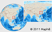 Shaded Relief Location Map of Nanling, within the entire country