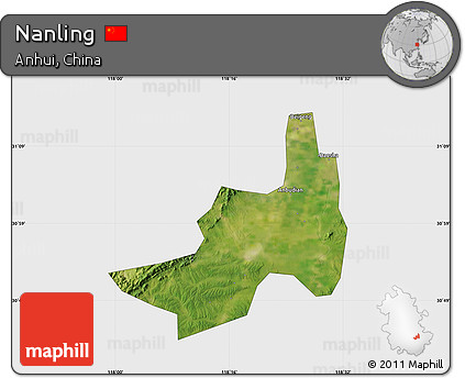 Satellite Map of Nanling, single color outside