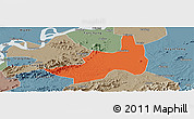 Political Panoramic Map of Nanling, semi-desaturated