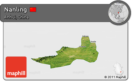 Satellite Panoramic Map of Nanling, single color outside
