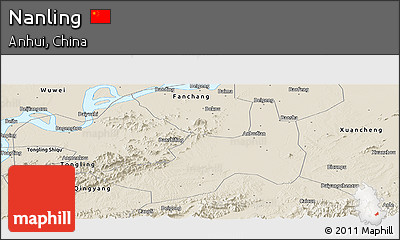 Shaded Relief Panoramic Map of Nanling