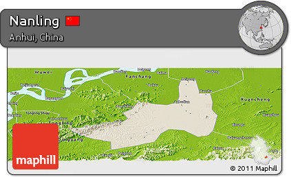 Shaded Relief Panoramic Map of Nanling, physical outside