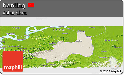 Shaded Relief Panoramic Map of Nanling, physical outside