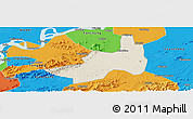 Shaded Relief Panoramic Map of Nanling, political outside