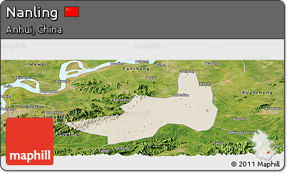 Shaded Relief Panoramic Map of Nanling, satellite outside