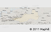 Shaded Relief Panoramic Map of Nanling, semi-desaturated