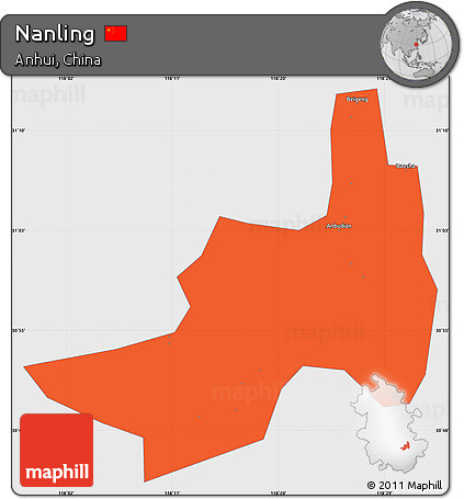Political Simple Map of Nanling, single color outside