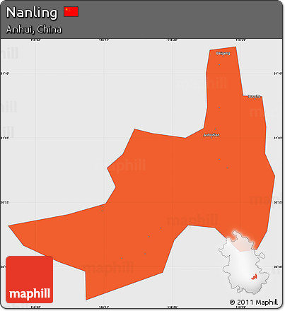Political Simple Map of Nanling, single color outside