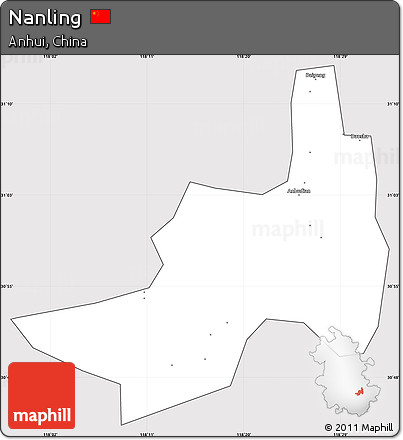 Silver Style Simple Map of Nanling, cropped outside